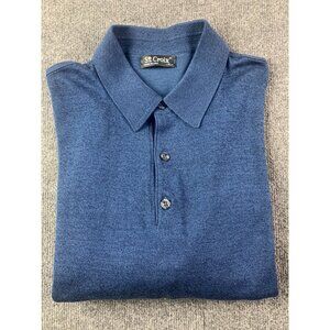 St Croix Made In USA Men Long Sleeve Cotton Blend Polo Shirt Size XL Blue